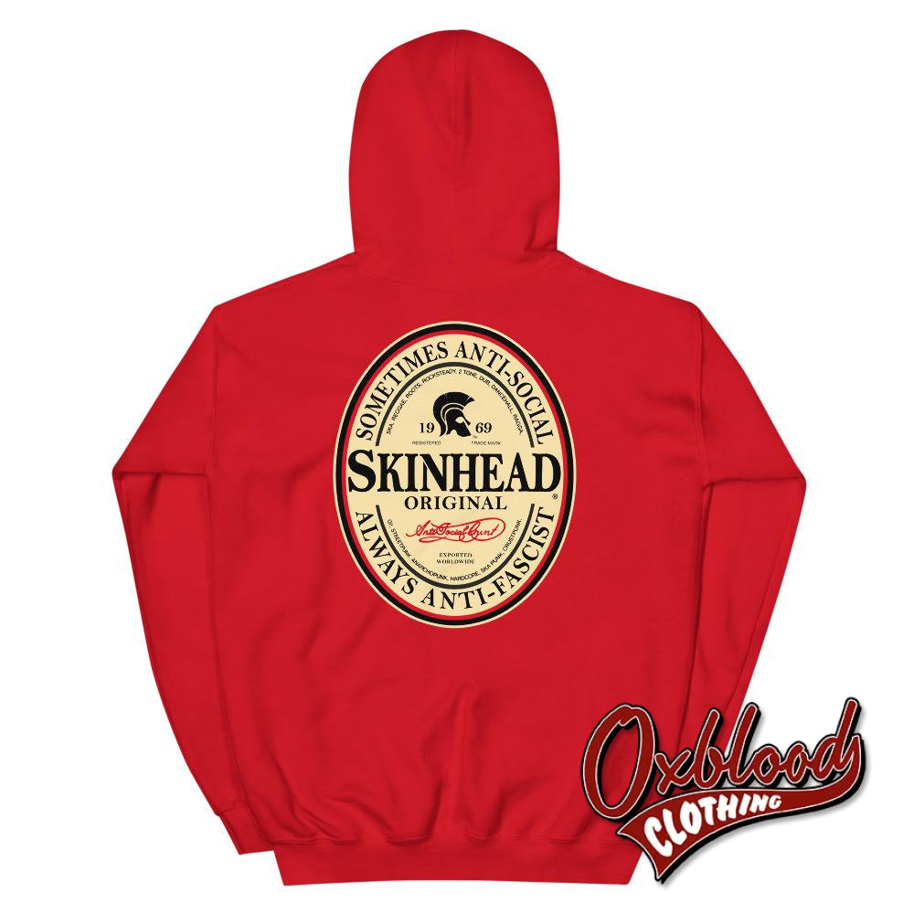 Irish Stout Skinhead: Sometimes Anti-Social Always Anti-Facist Hoodie Red / S