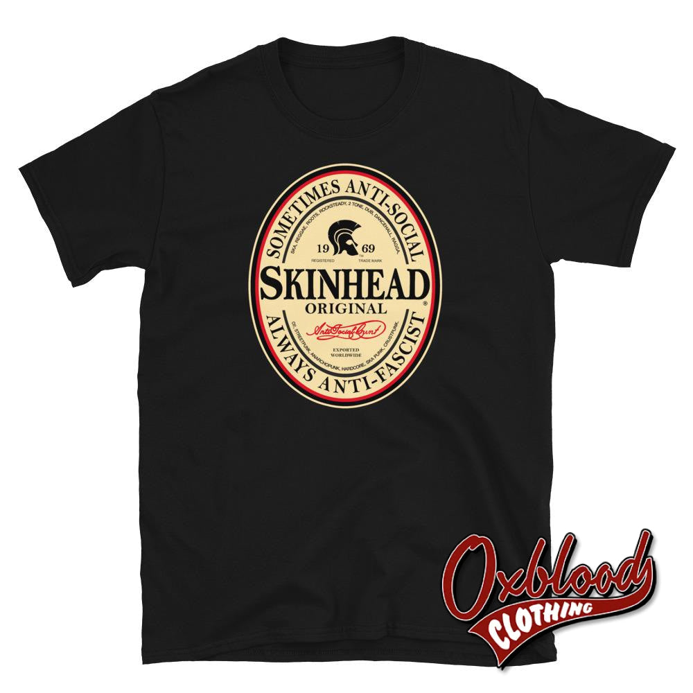 Irish Stout Skinhead: Sometimes Anti-Social Always Anti-Fascist T-Shirt Black / S Shirts