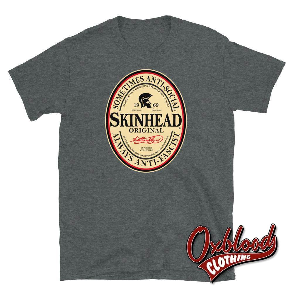 Irish Stout Skinhead: Sometimes Anti-Social Always Anti-Fascist T-Shirt Dark Heather / S Shirts