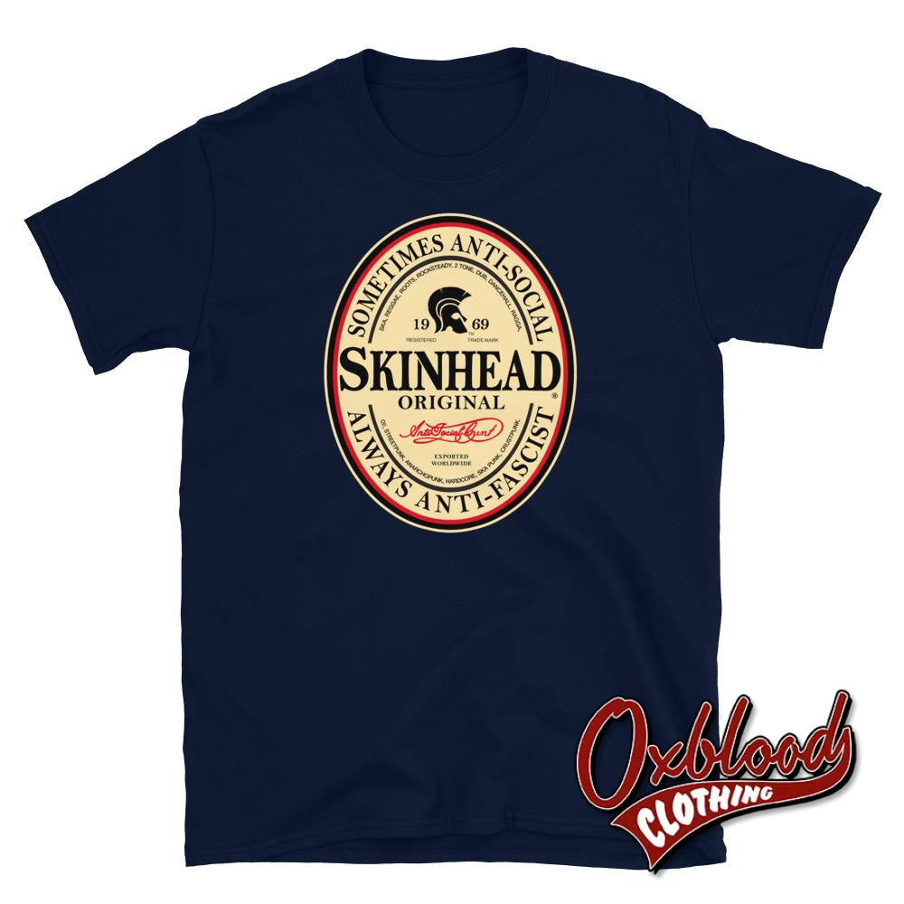 Irish Stout Skinhead: Sometimes Anti-Social Always Anti-Fascist T-Shirt Navy / S Shirts
