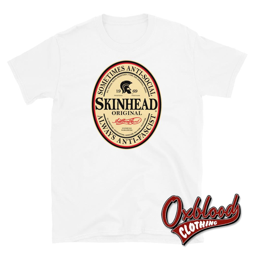 Irish Stout Skinhead: Sometimes Anti-Social Always Anti-Fascist T-Shirt White / S Shirts