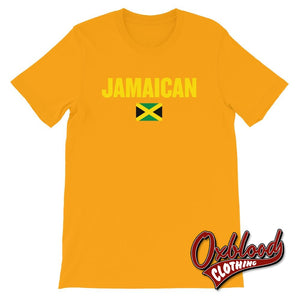 Jamaican Flag T-Shirt - Rasta Reggae Roots Jamaica Gift Clothing Gold / S Shirts
