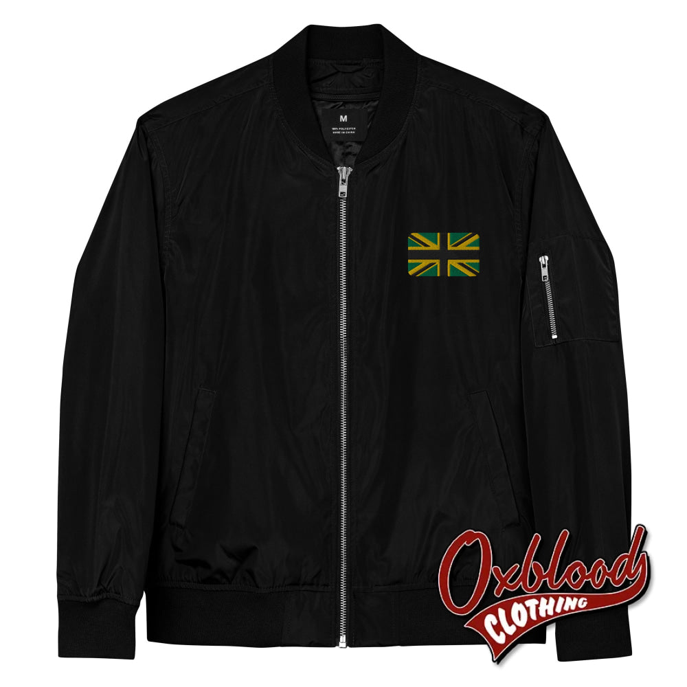 Lightweight British Jamaican Bomber Jacket - Skinhead Reggae Flight Ma-1 Black / Xs