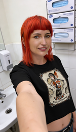 Lade das Bild in den Galerie-Viewer, Women’s "Raised on Rage" Crop Top - Isa Santana Tattoo - Skinhead Girl Shirt
