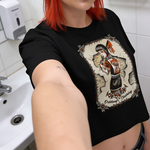 Lade das Bild in den Galerie-Viewer, Women’s "Raised on Rage" Crop Top - Isa Santana Tattoo - Skinhead Girl Shirt
