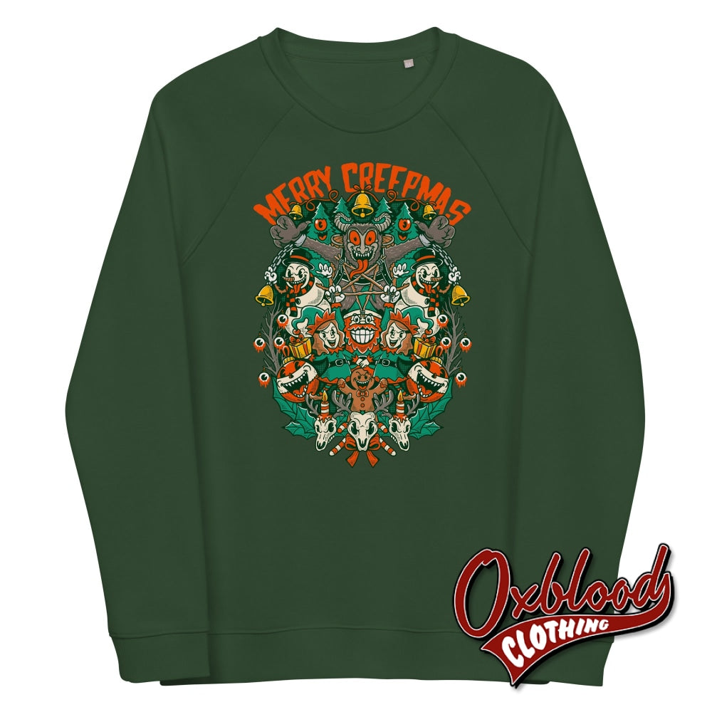Merry Creepmas Sweatshirt - Krampus Shirt Bottle Green / Xs