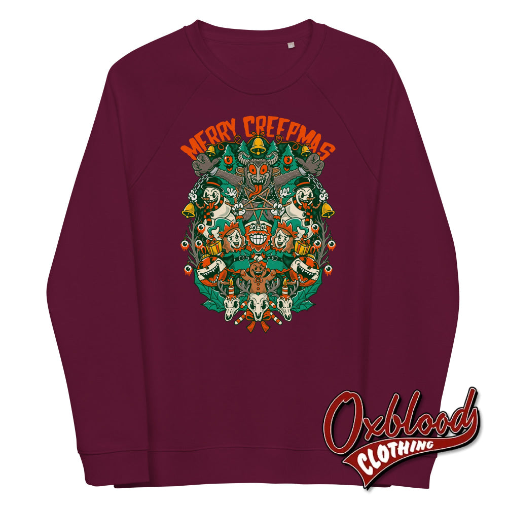 Merry Creepmas Sweatshirt - Krampus Shirt Burgundy / Xs
