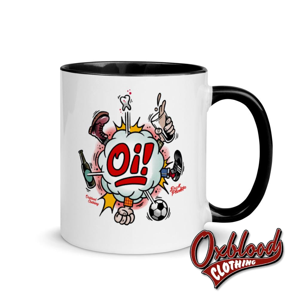 Oi! Mug - Football Fighting Drinking & Boots By Duck Plunkett Black
