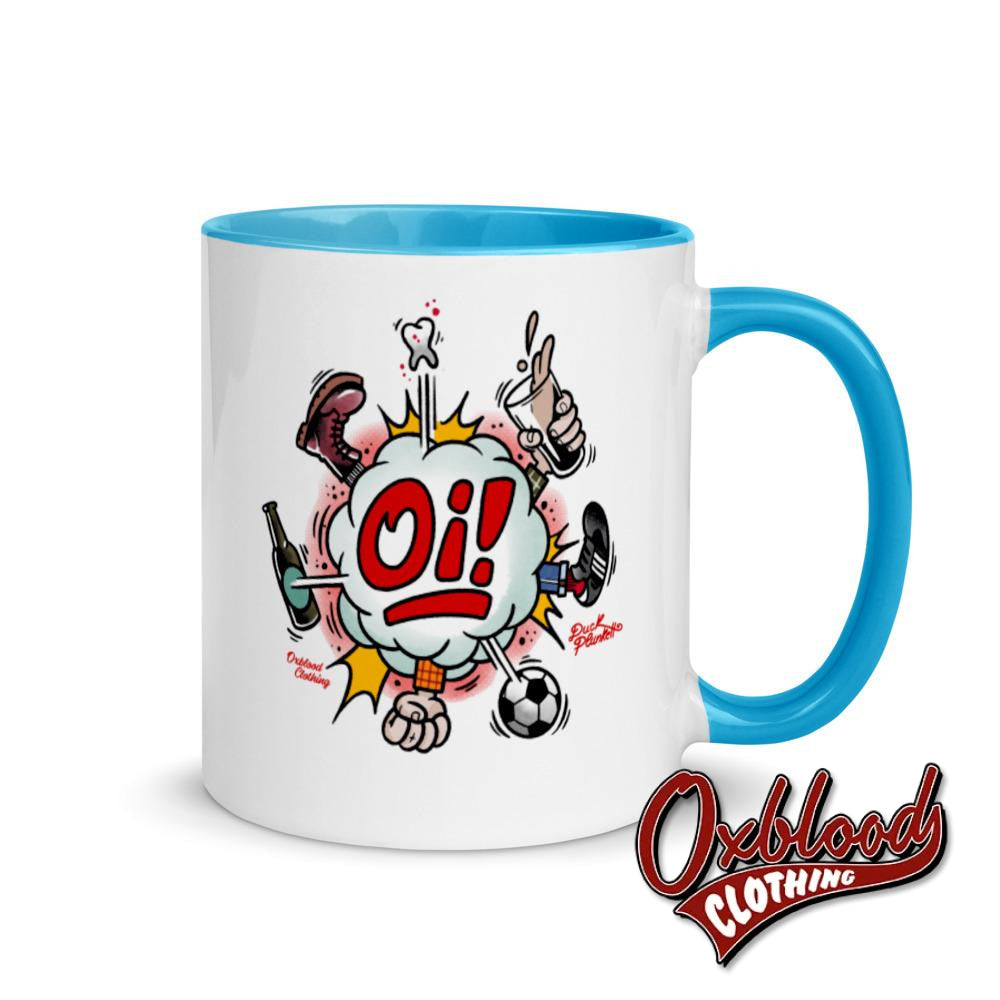 Oi! Mug - Football Fighting Drinking & Boots By Duck Plunkett Blue