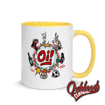 Cargar imagen en el visor de la galería, Oi! Mug - Football Fighting Drinking &amp; Boots By Duck Plunkett Yellow
