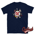 Load image into Gallery viewer, Oi! T-Shirt - Football Fighting Drinking &amp; Boots By Tattooist Duck Plunkett Navy / S Shirts
