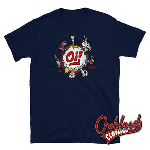 Oi! T-Shirt - Football Fighting Drinking & Boots By Tattooist Duck Plunkett Navy / S Shirts