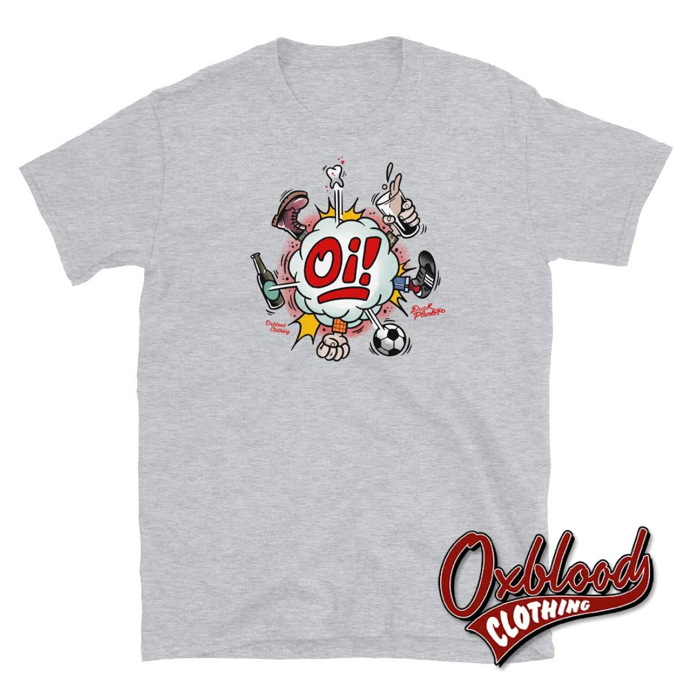 Oi! T-Shirt - Football Fighting Drinking & Boots By Tattooist Duck Plunkett Sport Grey / S
