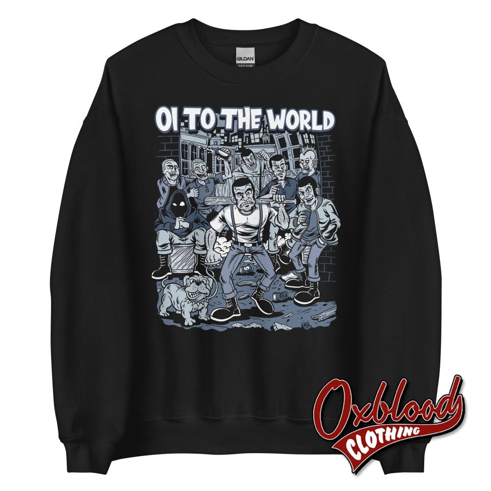 Oi To The World Sweatshirt - Street Punk Christmas Sweater Black / S