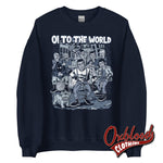 Load image into Gallery viewer, Oi To The World Sweatshirt - Street Punk Christmas Sweater Navy / S
