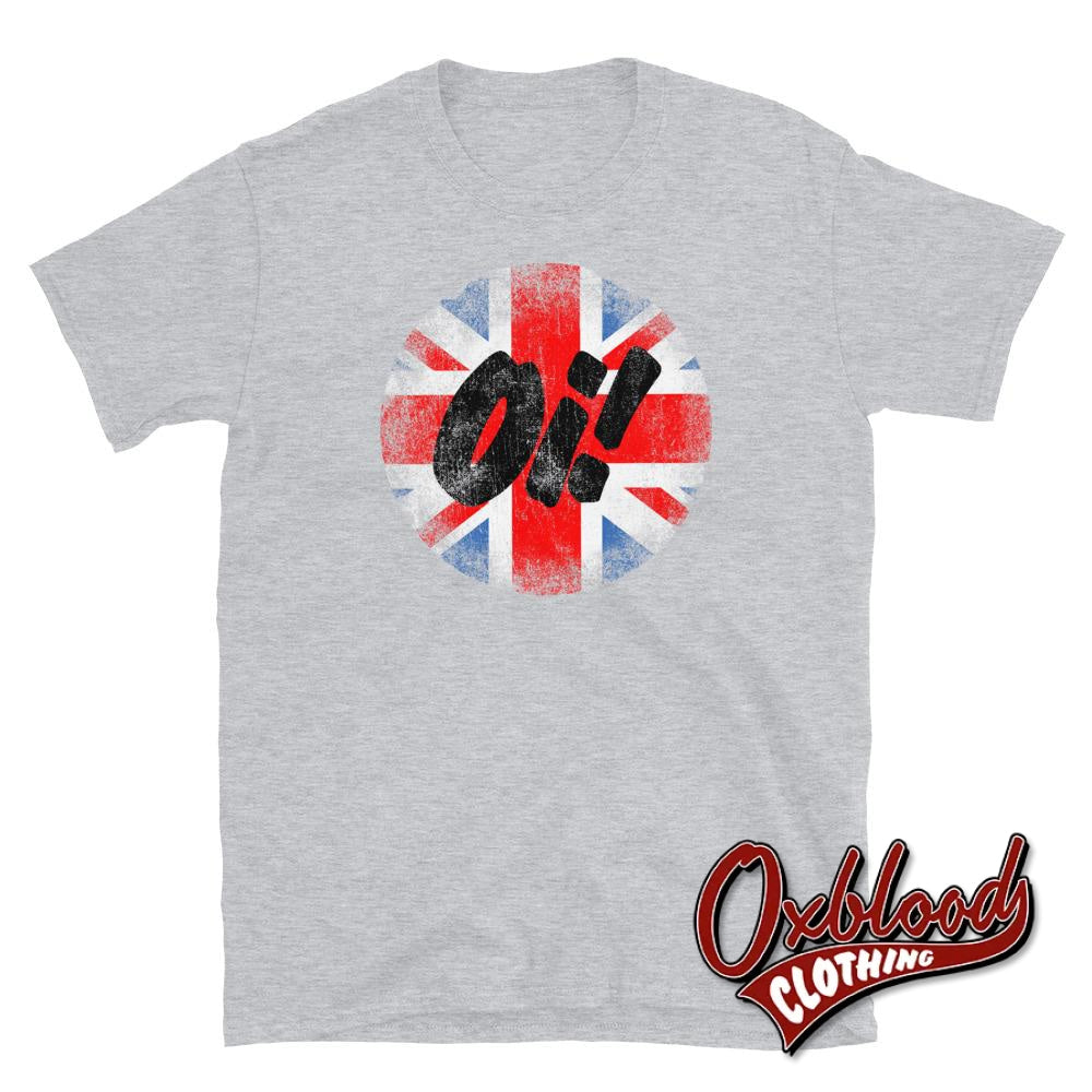 Oi! Union Jack T-Shirt - Traditional Skinhead Clothing Sport Grey / S Shirts