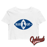 Load image into Gallery viewer, Organic Blue Cat Crop Top - Ska Reggae Record Label Duke Reid Trojan Records White / Xs
