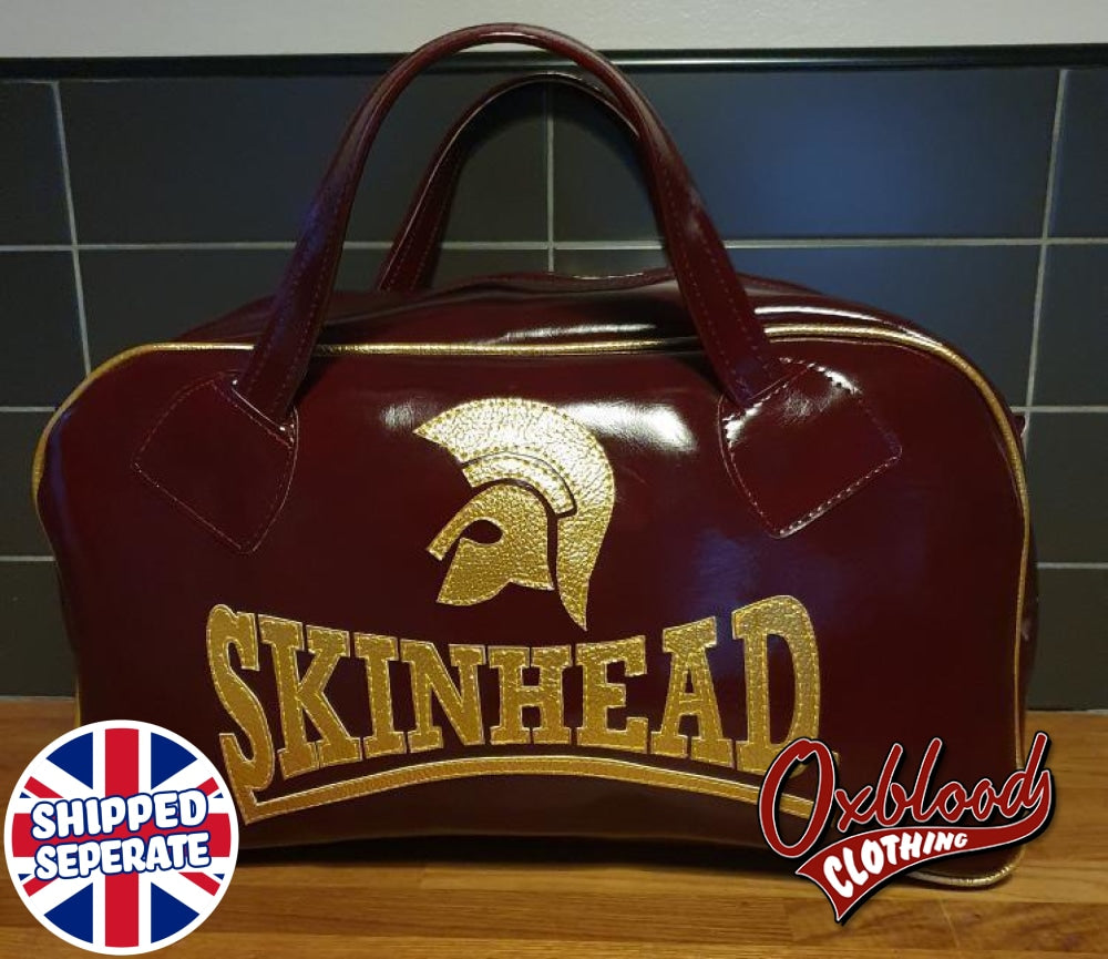 Oxblood & Gold - Trojan Skinhead Holdall Style Travel Bag Hand-Stitched Reggae Clothing Handbag