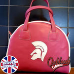 Load image into Gallery viewer, Pink &amp; White Trojan Handbag - Aly Style Hand-Stitched Skinhead Reggae Bag
