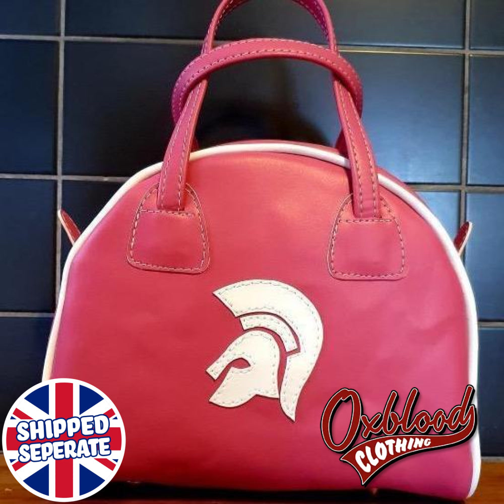 Pink & White Trojan Handbag - Aly Style Hand-Stitched Skinhead Reggae Bag