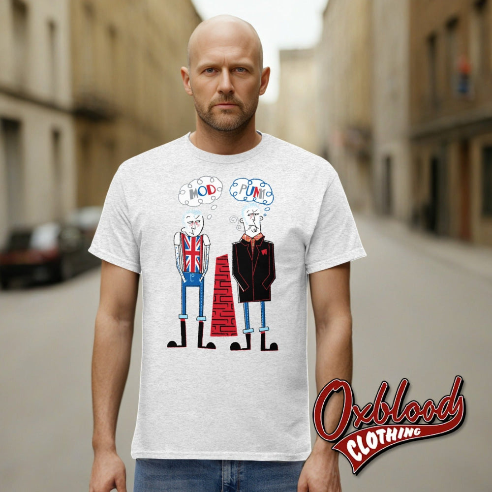 Punk / Mod T-Shirt - Skinheads United By Scribble Twigs Ash S