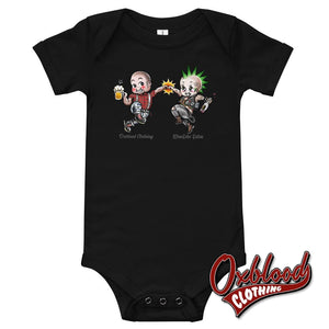 Punks And Skins United Onesie - Misstake Tattoo Baby Skinhead Clothes & Punk Rock Uk Sizes Black /