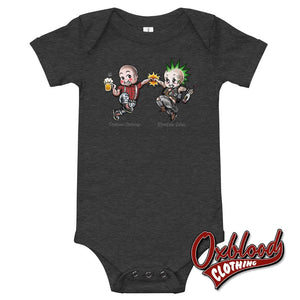 Punks And Skins United Onesie - Misstake Tattoo Baby Skinhead Clothes & Punk Rock Uk Sizes Dark Grey