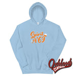 Load image into Gallery viewer, Razors And Records 69 Hoodie - Trojan Spirit Of Clothing Light Blue / S
