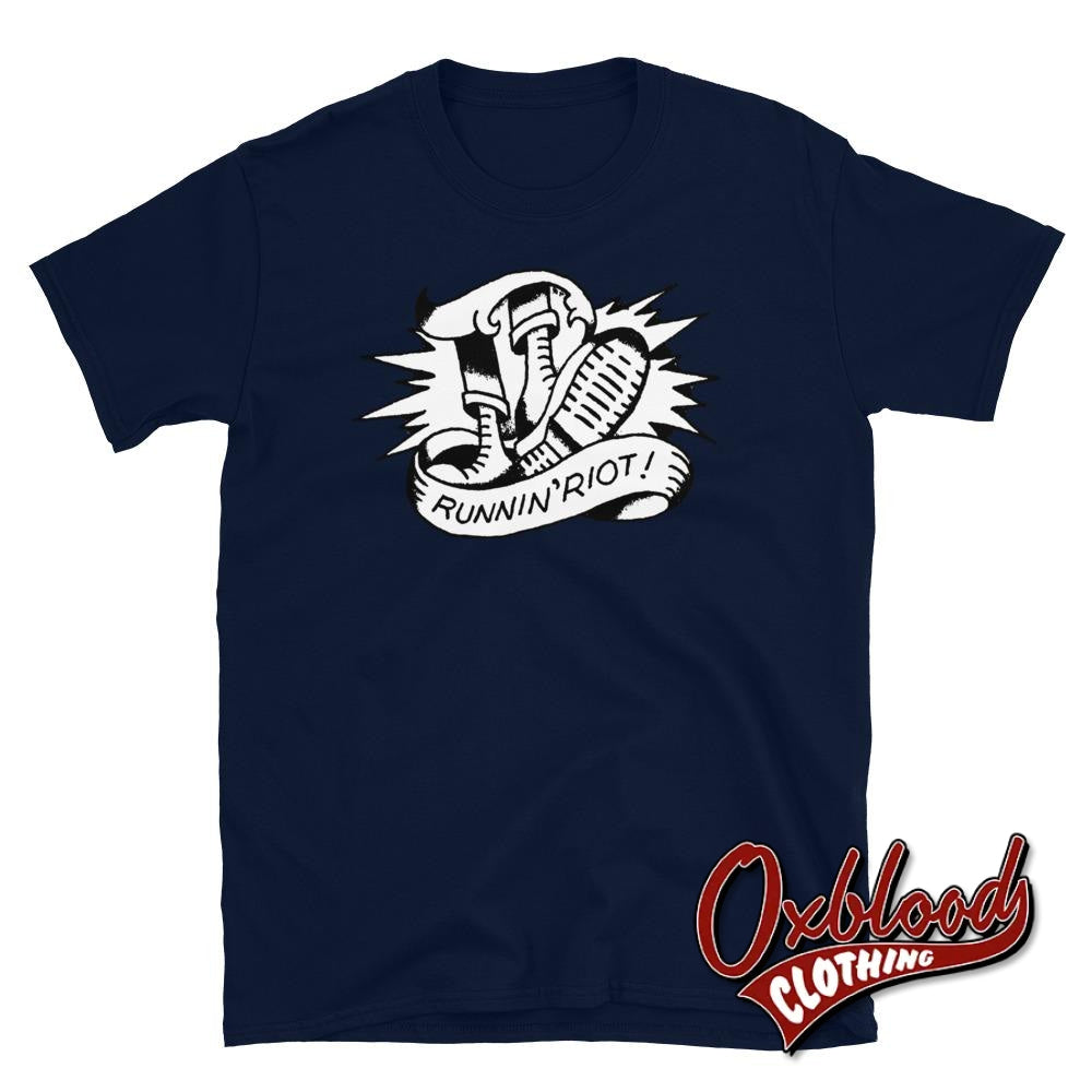 Runnin Riot T-Shirt - Oi Music Rupert Cleaver Streetpunk & 80S Punk Shirts Skinhead Style Navy / S
