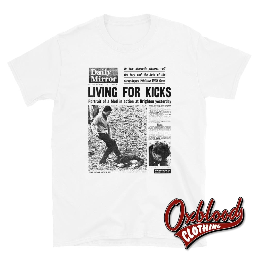 Skinhead And Mod Newspaper T-Shirt - & Rocker Battle Of Brighton White / S Shirts