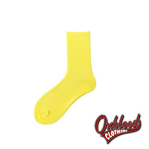 Solid Coloured Mens Socks - Fluorescence Color Brilliant Yellow / Eur39-44