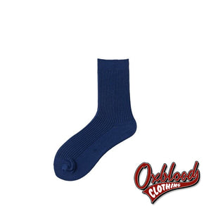 Solid Coloured Mens Socks - Fluorescence Color Dark Blue / Eur39-44