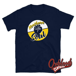 Soul Fist T-Shirt - 1970S Northern Fashion & Clothing Womens/mens Navy / S