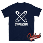 Load image into Gallery viewer, Stop Racism T-Shirt - Crossed Safety Pin Anti-Racist Navy / S Shirts

