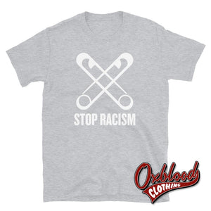 Stop Racism T-Shirt - Crossed Safety Pin Anti-Racist Sport Grey / S Shirts