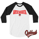 Load image into Gallery viewer, The Three Arrow Antifacista 3/4 Sleeve Raglan Shirt White/black / Xs Baseball Jersey
