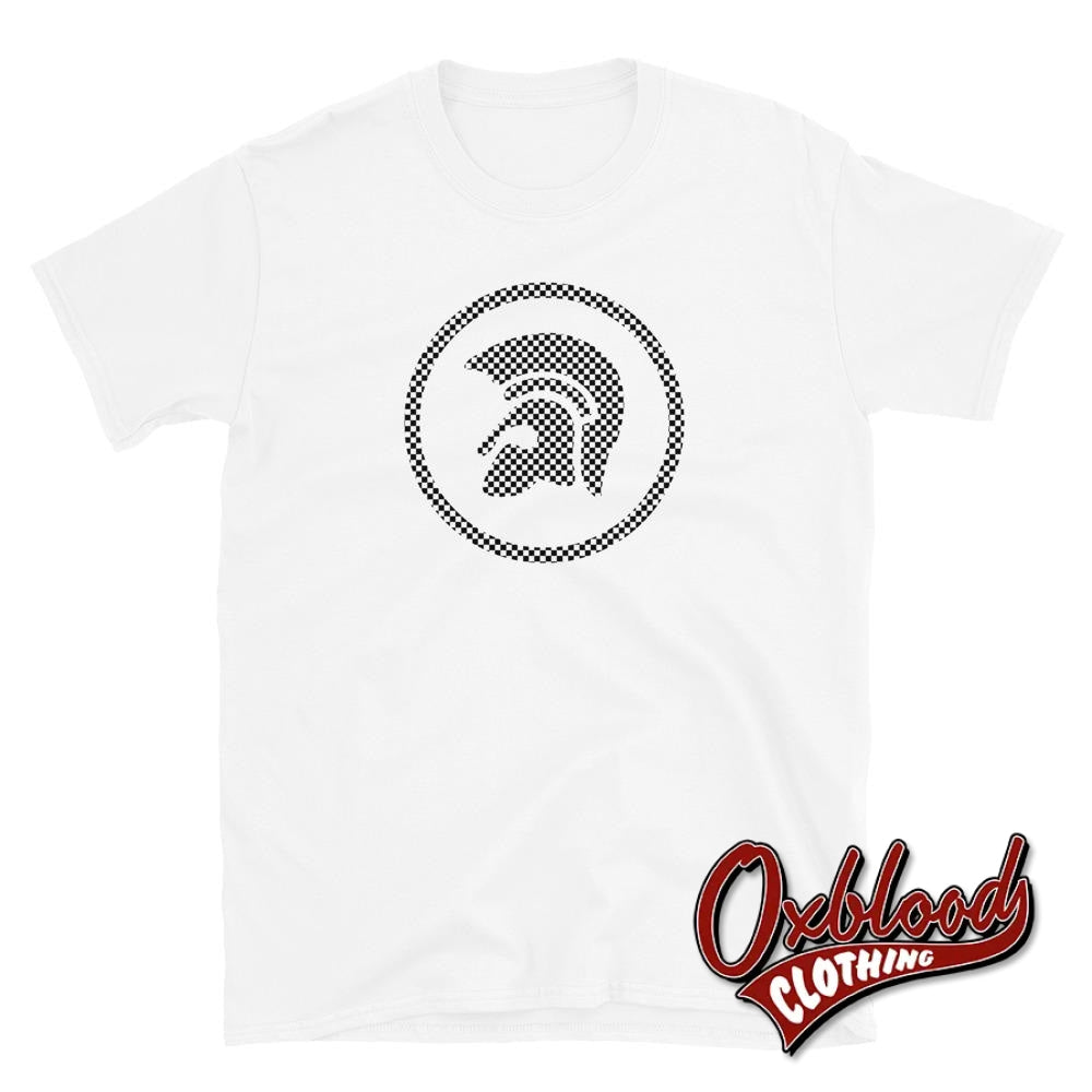 Two-Tone Ska Trojan Helmet T-Shirt - Checked 2 Tone Clothing White / S