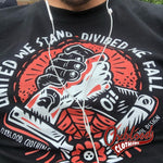 Load image into Gallery viewer, United We Stand Divided Fall Brotherhood T-Shirt - Fuck Racism Old School Design Trojan &amp; Oi! Punks
