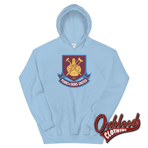 West Ham Punks & Skins United Hoodie - Football 1312 Westham Sweatshirt Light Blue / S