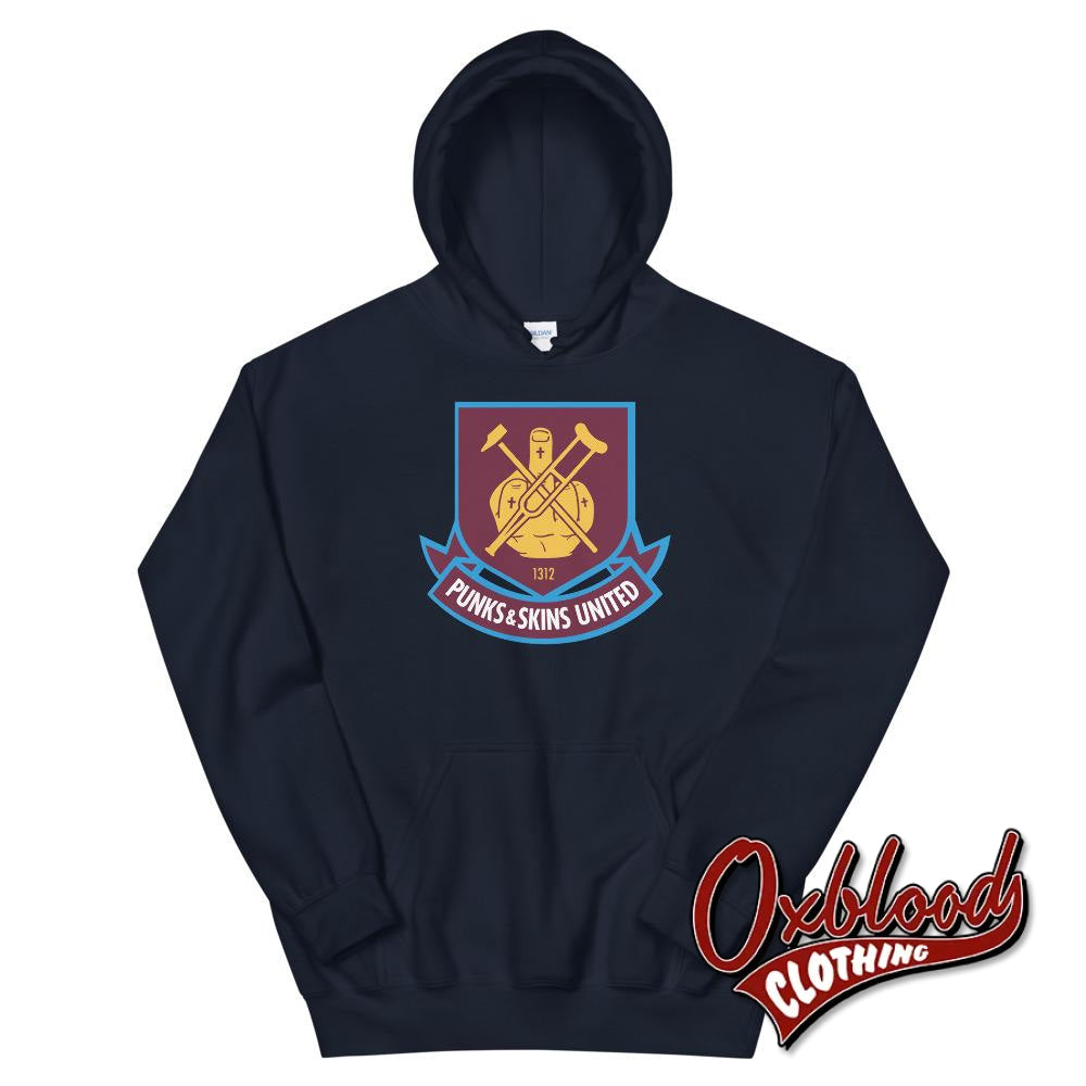 West Ham Punks & Skins United Hoodie - Football 1312 Westham Sweatshirt Navy / S