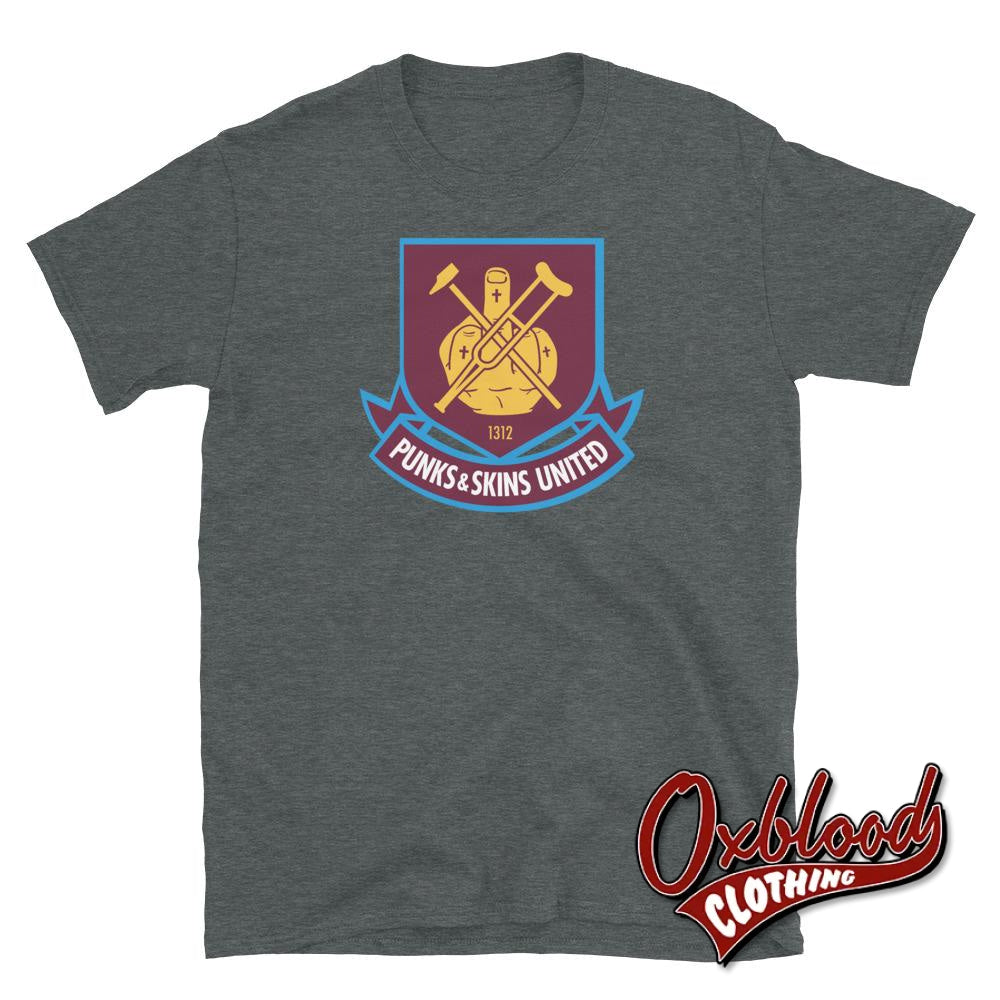 West Ham Punks & Skins United T-Shirt - Football 1312 Dark Heather / S