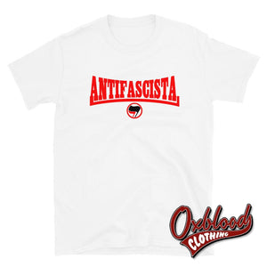 White Antifacista T-Shirt - Antifa Flag Logo / S Shirts