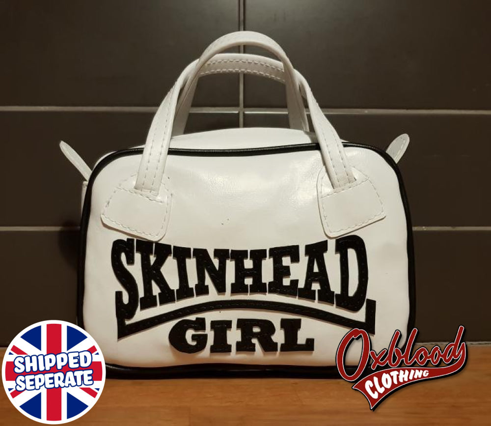White & Black Skinhead Girl Handbag - Gwenda Style Hand-Stitched Skinbyrd Bag