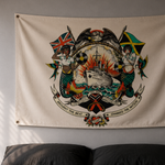 Load image into Gallery viewer, Windrush Wall Flag - Oxblood - Ska, Reggae Jamaican British Working-Class Banner
