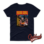 Load image into Gallery viewer, Womens Short Sleeve Rude Girl T-Shirt - Pulp Fiction Parody Navy / S
