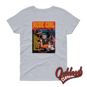 Womens Short Sleeve Rude Girl T-Shirt - Pulp Fiction Parody Sport Grey / S