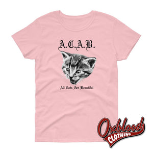 Womens Acab - All Cats Are Beautiful Loose Crew Neck T-Shirt 1312 Garage Punk Clothing Light Pink /