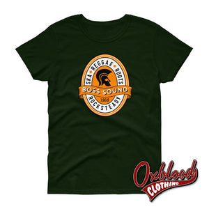 Womens Boss Sound Loose Crew Neck T-Shirt - Ska Reggae Roots And Rocksteady Forest Green / S