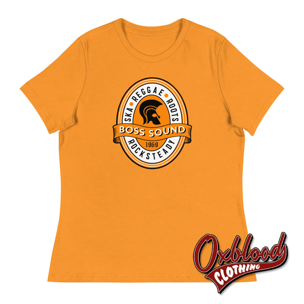 Womens Boss Sound Loose Crew Neck T-Shirt - Ska Reggae Roots And Rocksteady Heather Marmalade / S