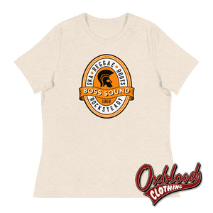 Womens Boss Sound Loose Crew Neck T-Shirt - Ska Reggae Roots And Rocksteady Heather Prism Natural /